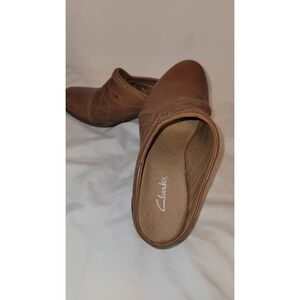Clarks Chiffon Lily Slip-on Clogs with Heel Brown Leather
